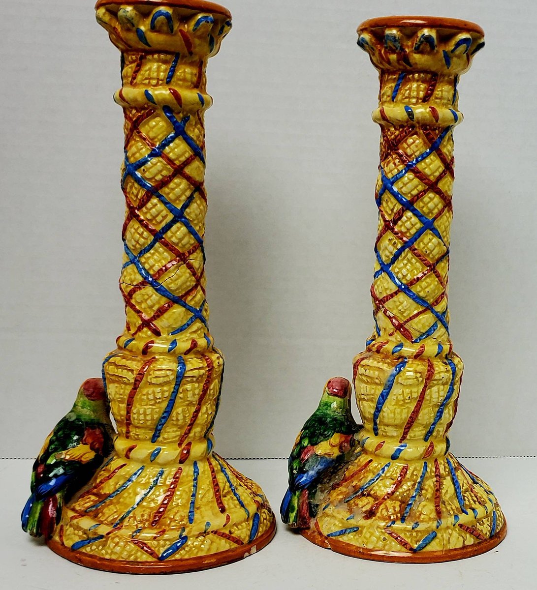 Add a beautiful pop of color to your table or mantle with these vintage Italian candlesticks.  aycarambagifts.etsy.com/listing/132974…  #lovevintage #giftidea #etsygifts #shopsmall #parrots #candlelight #vintagecandlesticks