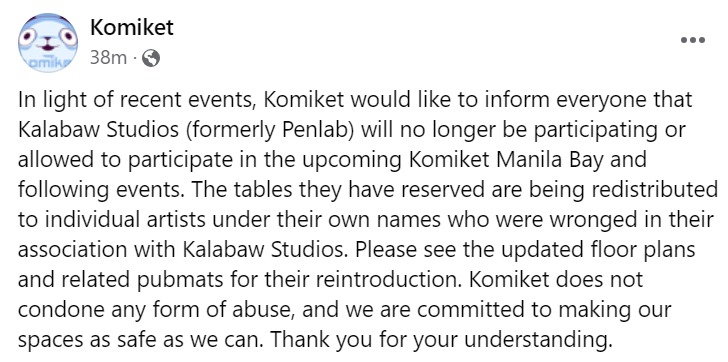 KomiketPH's tweet photo. A Public Advisory. Please be informed. Thank you. https://t.co/CwgpAXCwEM