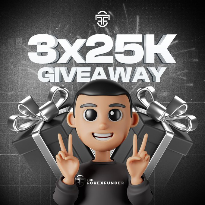 3x25k Challenge Account giveaway 🎁🎁
RULES TO ENTER 👀

-Follow @TheForexFunder @TJFX98 @Sendo_Crypto 

- Like & retweet 🌟

-Tag 3 friends 🧍

- Join our discord discord.com/invite/BYkraFY…

Winners will be announced in 7 days 😉