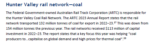 The Federal Government owns the Hunter Valley coal rail network via the Australian Rail Track Corporation. $113 million of public money went to help coal miners cash in on war-driven high prices.