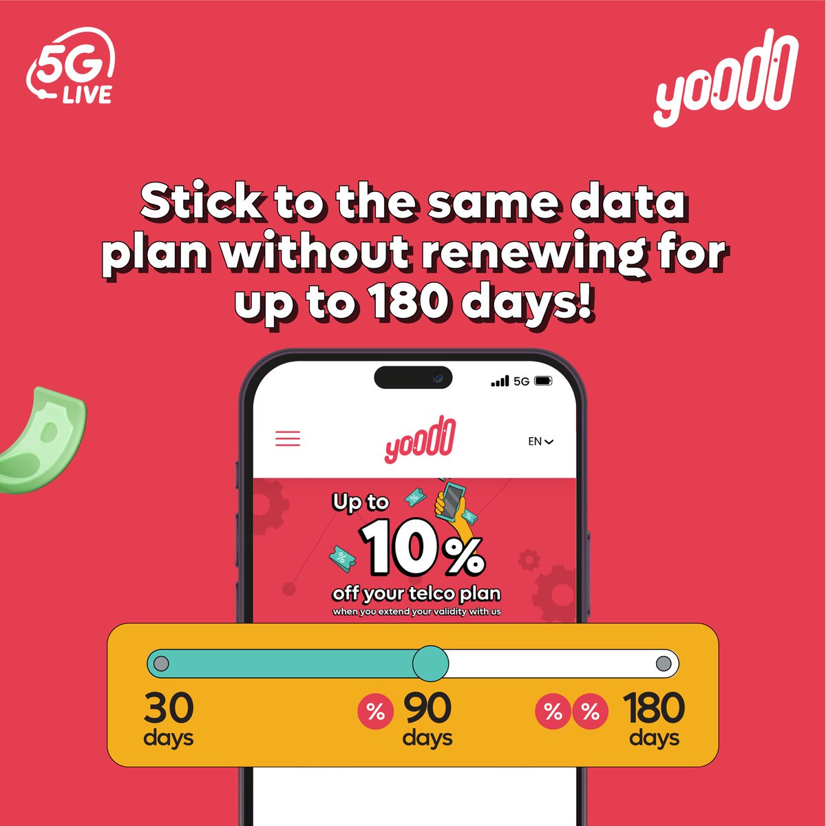 People always say less is more. But with us, more is less! The longer you extend your validity, the lesser you spend.

#yoodo #yoodoyou