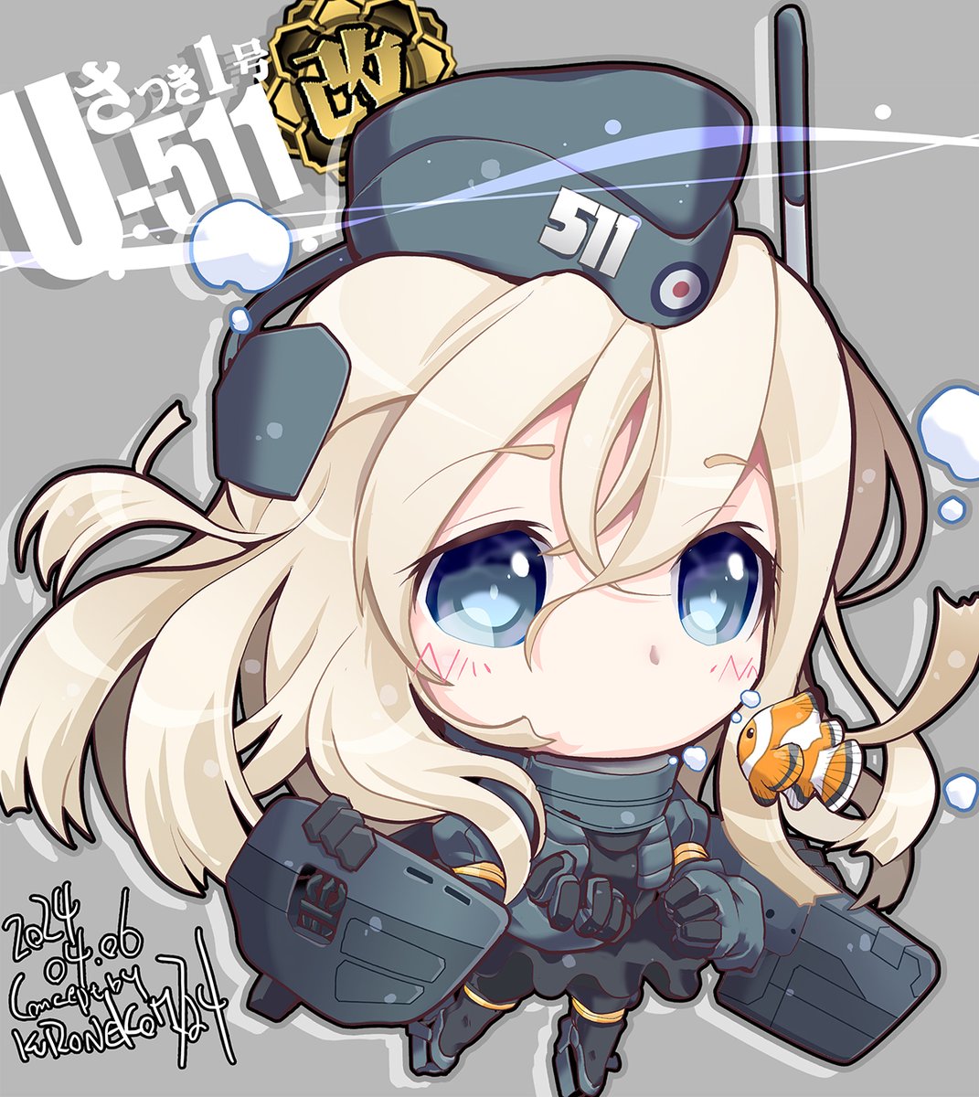 u-511 (kancolle) 1girl solo long hair blue eyes blonde hair long sleeves dress  illustration images