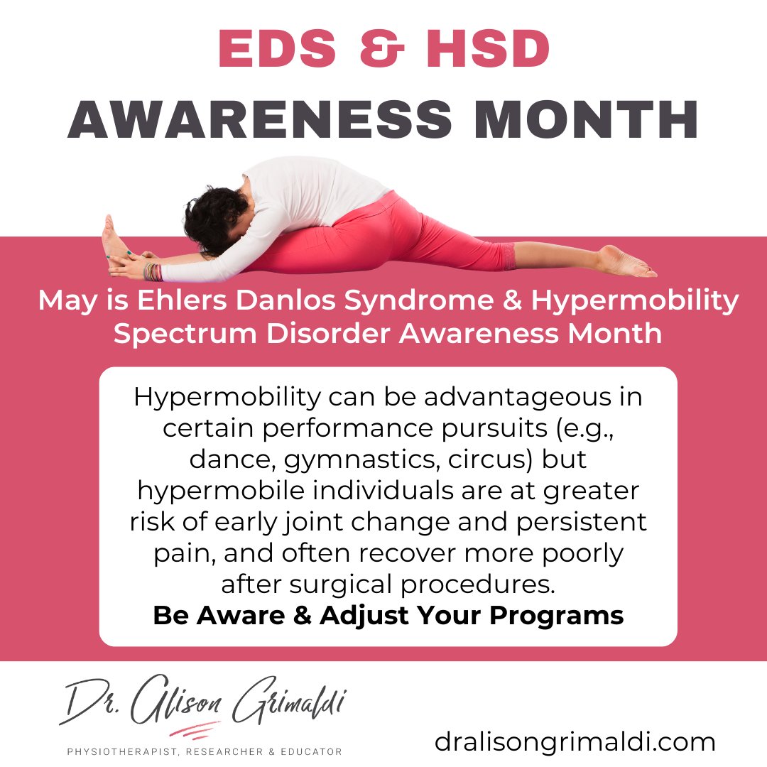 Screen for #EDS & #HSD in MSK pain & adjust programs accordingly. Joint stability is key. Proprioception is poorer, fatigue greater & pain flares more common. Pace exercise. Expect recovery to take longer. Look out for other systemic probs such as #POTS & gut issues.