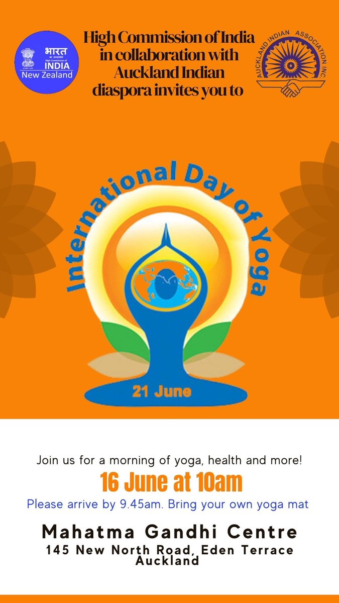 🧘‍♂️ Celebrate International Yoga Day with us on June 16th at the Mahatma Gandhi Centre! Join us for a rejuvenating day of yoga, wellness, and community. Bring your mat and find your inner peace! 🕉️ #InternationalYogaDay #YogaAtMGCentre