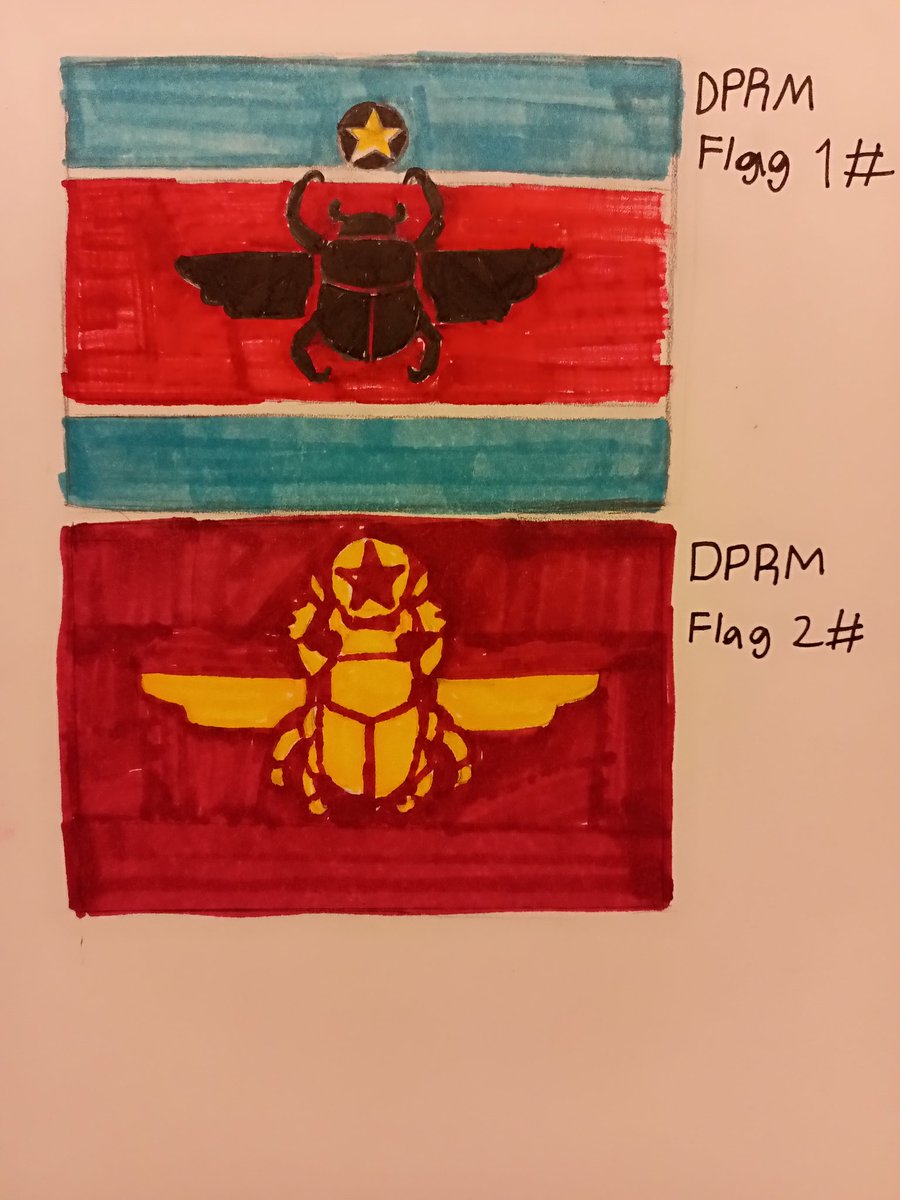 Which flag should I use for my fictional Nation  called 'the Democratic People's Republic of mandible Island (DPRM)' this nation is in my graphic novel so please vote for which one you like more or put in your own version of the flag