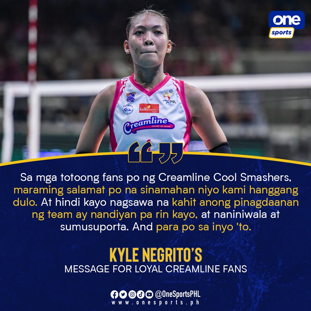TRUE CHAMPS BEHIND THE SCENES 🏆

From every hurdle to every triumph, Best Setter Kyle Negrito extends her heartfelt gratitude to the Creamline's supporters, who became their strength.

#PVL2024 #PVLonOneSports #TheHeartOfVolleyball