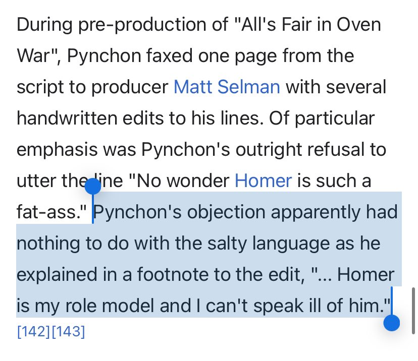 Thomas Pynchon not wanting to speak ill of Homer Simpson is truly king shit.