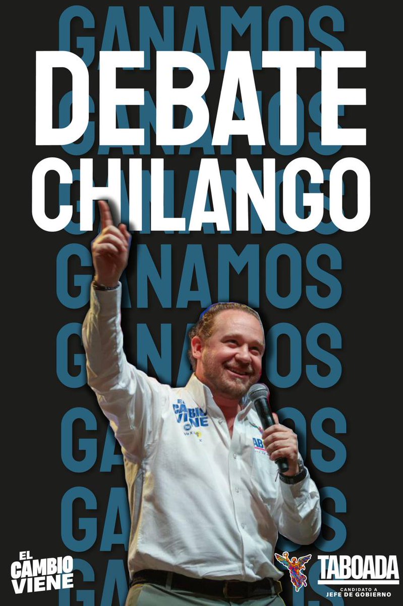 Sin duda <a href="/STaboadaMx/">Santiago Taboada</a> ganó el #DebateChilango porque tiene las mejores propuestas, mientras que la candidata de Morena no tiene cómo justificar la continuidad del desastre que han sido los de cuarta. Los gobiernos de mentiras y de muerte ya se van. #ElCambioViene para la CDMX.