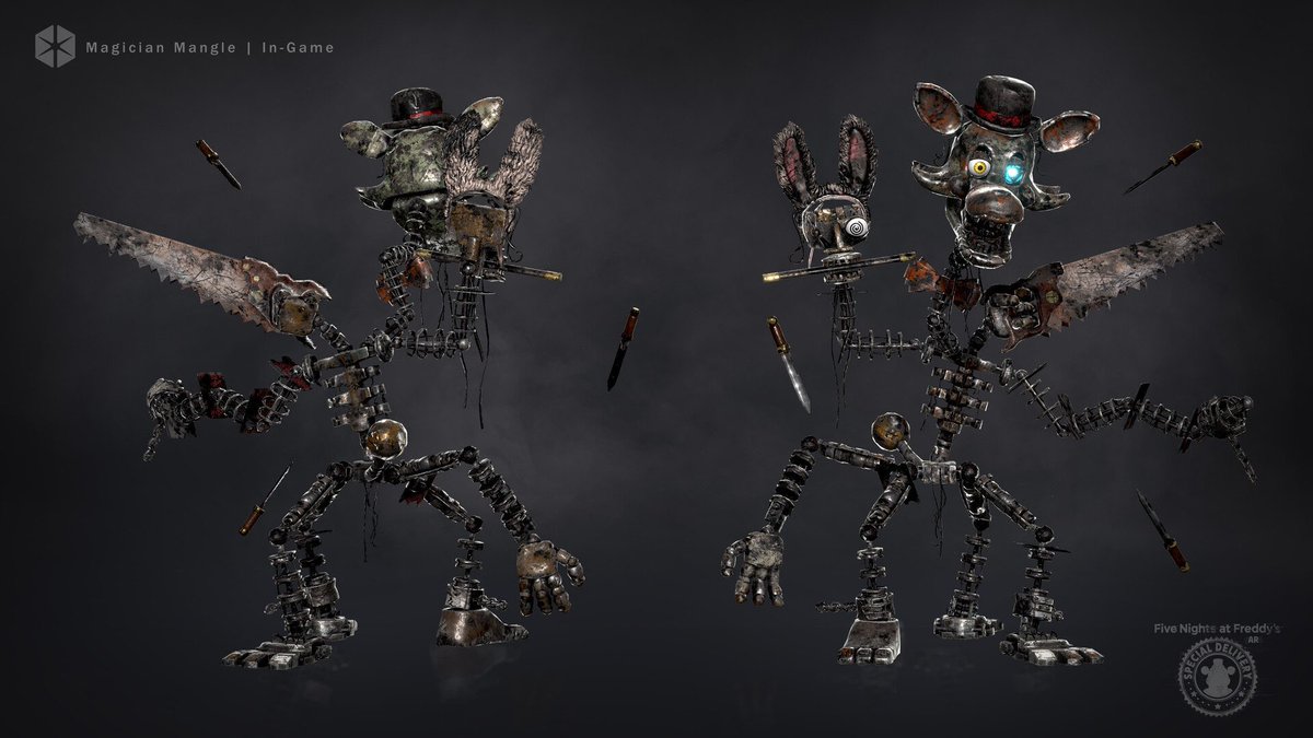 Newly-shared Portfolio renders of Ringmaster Foxy and Magician Mangle from FNAF AR: Special Delivery by Worm Animations, LLC. #FiveNightsAtFreddys #FNAF #FNAFAR