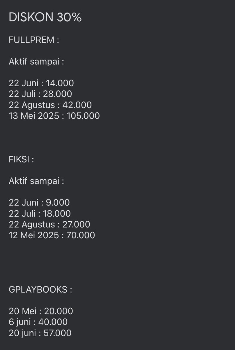 Aaden32's tweet photo. [ DISKON 30% ]

SHARING GRAMEDIA DIGITAL / GRAMDIG

Format pemesanan :

Paket : fiksi/fullprem/gplaybooks
Tanggal periode gramdig/masa aktif :
Harga :

[ SETIAP 5% DARI TOTAL BELANJA ANDA AKAN DIDONASIKAN UNTUK PALESTINA ]

Yang butuh referensi bacaan bisa cek like aku yaa 🤩❤️ https://t.co/7vjp0n92id