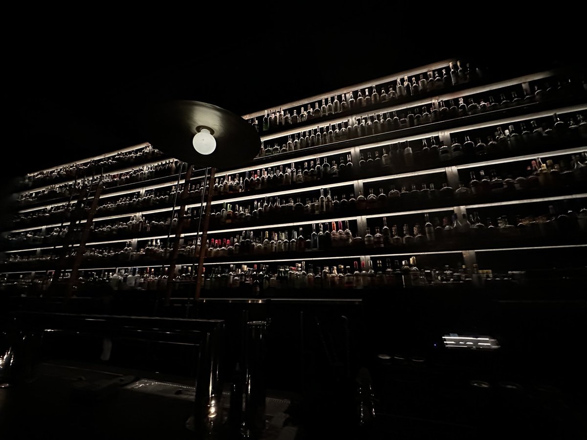 Now here is a bar. 7-800 distinct bottles. Place called Valkyrie, in Tulsa. “I can’t drink that stuff anymore,” I tell the bartender, “but I like to look.” “Window shopping,” she says. That’s what it is.