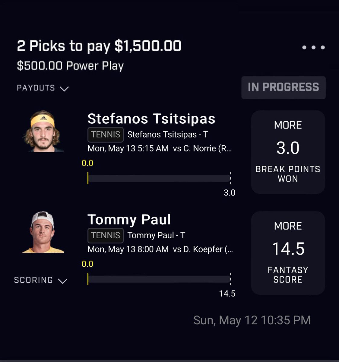 Stefanos Tsitsipas Over 3 Break Points Won🏓🎾

Tommy Paul To Win Against Dominik Koepfer🎾

#PrizePicks #tennis #GamblingsTwitter #tennistwitter #prizepickslocks #prizepickstennis #gamblingx