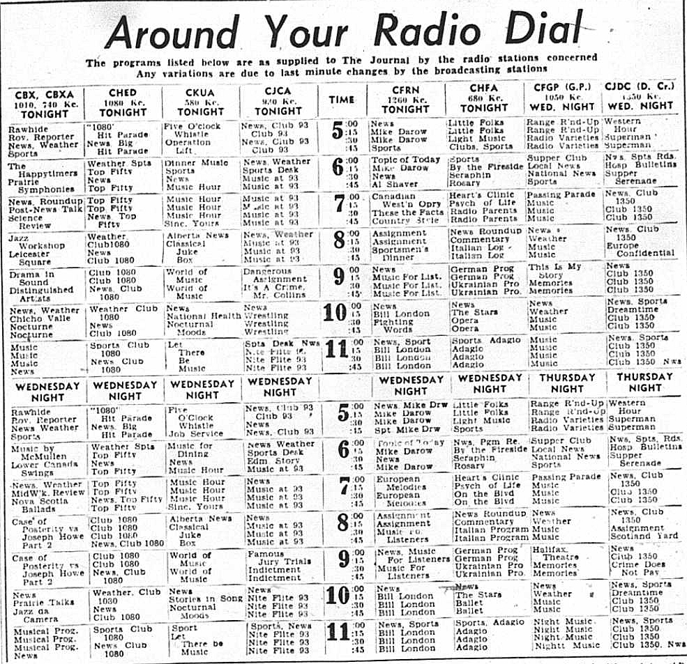 May 13, 1958 and it's Around Your Radio Dial at Vintage Edmonton: vintageedmonton.com/2024/05/may-13… #yeg #yeghistory #yegheritage #edmonton #1950s