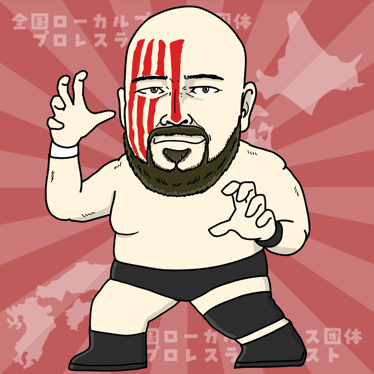 全国ローカルプロレス団体プロレスラーイラスト No.194 シドニー昌太スティーブンス #全国ローカルプロレスラーイラスト #似顔絵　#北都プロレス #シドニー昌太スティーブンス @theiwakunihell1 すみません！ハッシュタグ間違えてました！