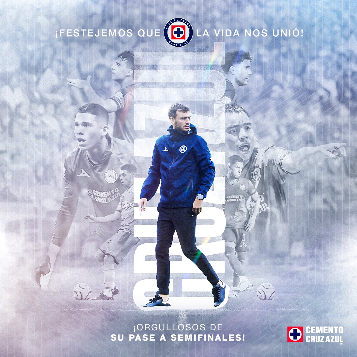 Orgullosos de ser parte de este equipo. Cemento Cruz Azul celebra junto a @CruzAzul su pase a semifinales. ¡Sigamos unidos construyendo esta gran historia! #AzulDePorVida #CementoCruzAzulEsCalidad