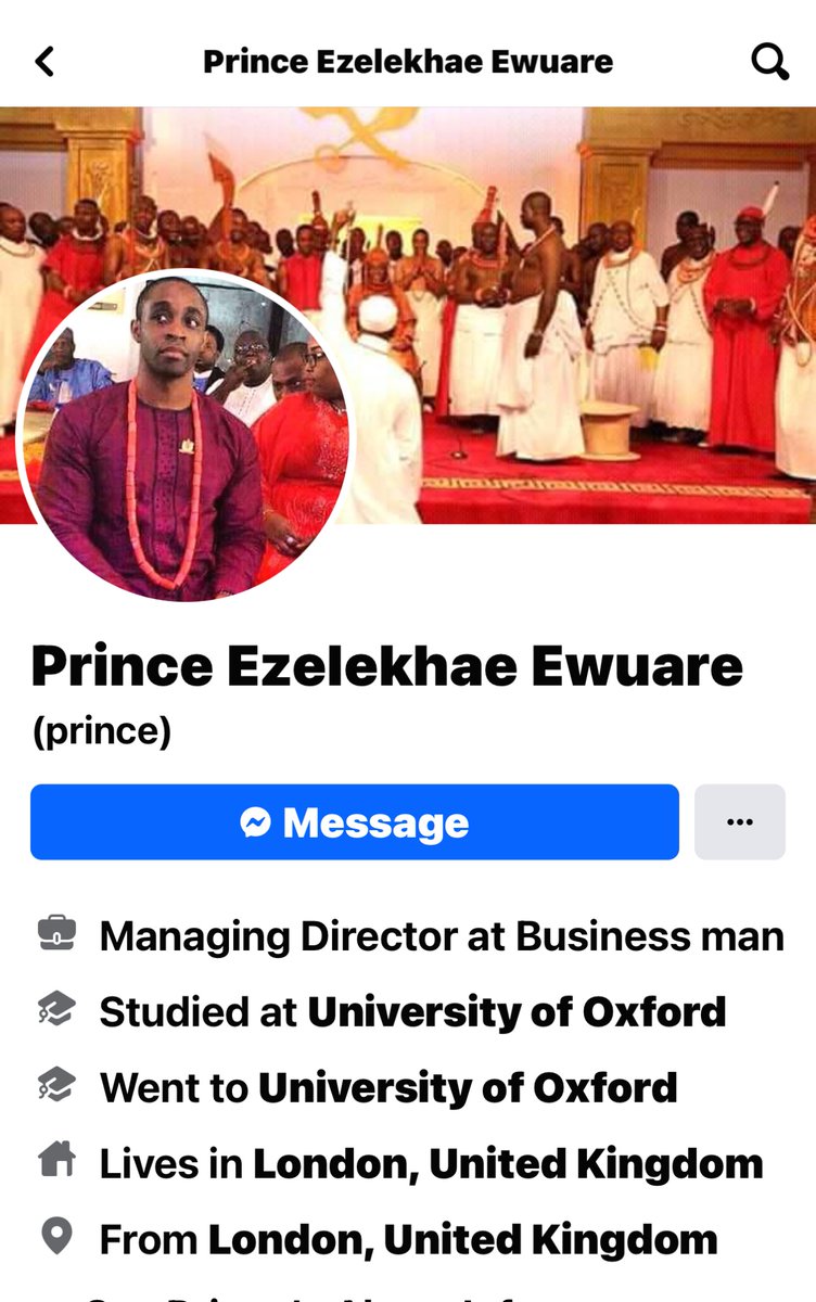 Ezelekhae Ewuare, the Crown Prince of Benin Kingdom is living as a wealthy man in London to this very day. 🤷🏾‍♂️