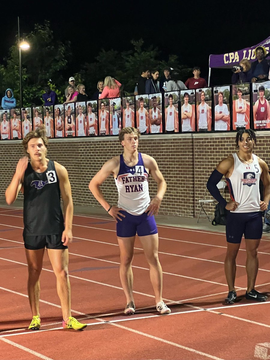 Father Ryan's Ryan Jones ran some strong races at the D2 Middle Sectional Finals Friday night.  Jones was 2nd in the 100m, won the 400m and 200m, and anchored the winning 4x400m relay.