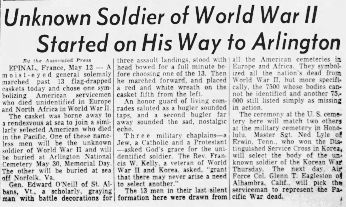 'Unknown Soldier Of World War II Started On His Way To Arlington' 
#History #OTD #WWII #UnknownSoldier