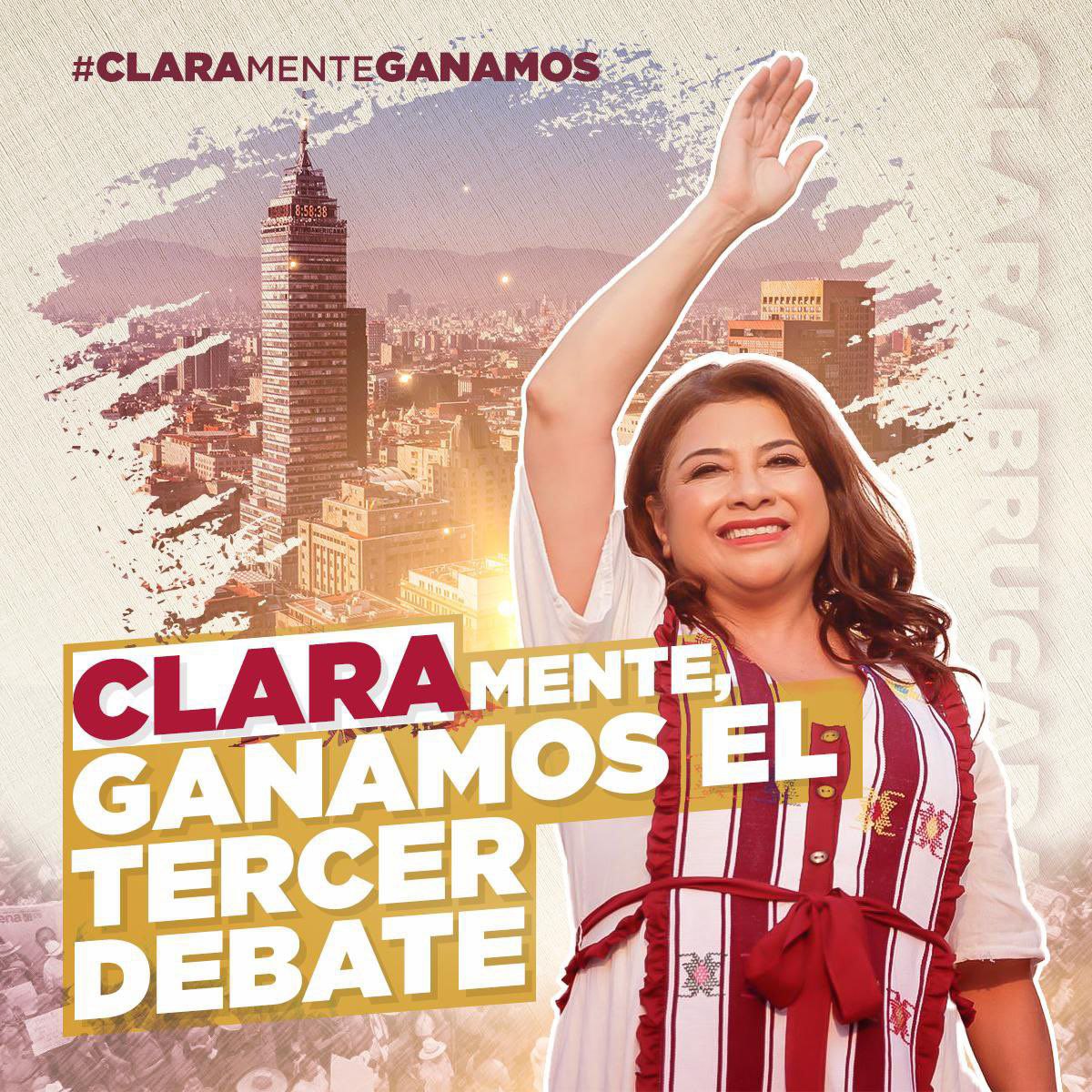 #ClaraJefaDeGobierno por una #CDMX con justicia, verdad y una vida digna para sus habitantes. #ClaramenteGanamos Yo con @ClaraBrugadaM 🫶🏻 #DebateChilango