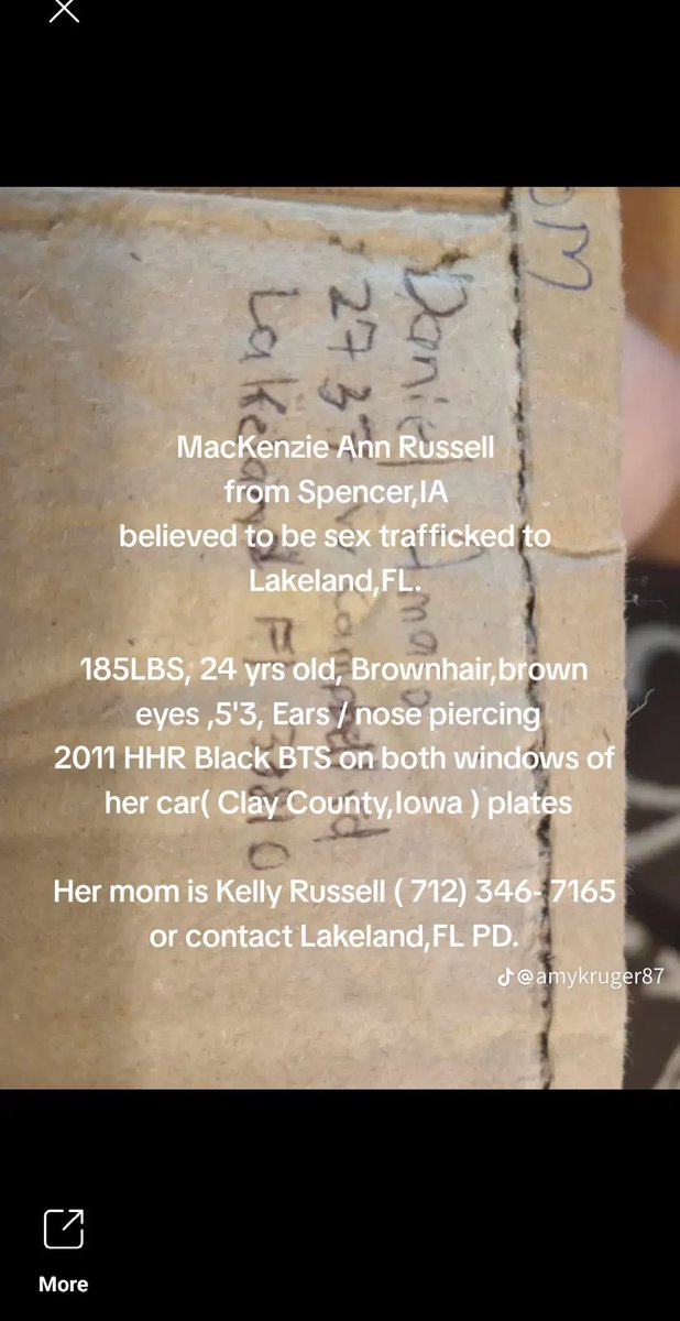 Repost - found on FYP of TikTok of an Army that has gone missing and believed to be sex trafficked! Please share!