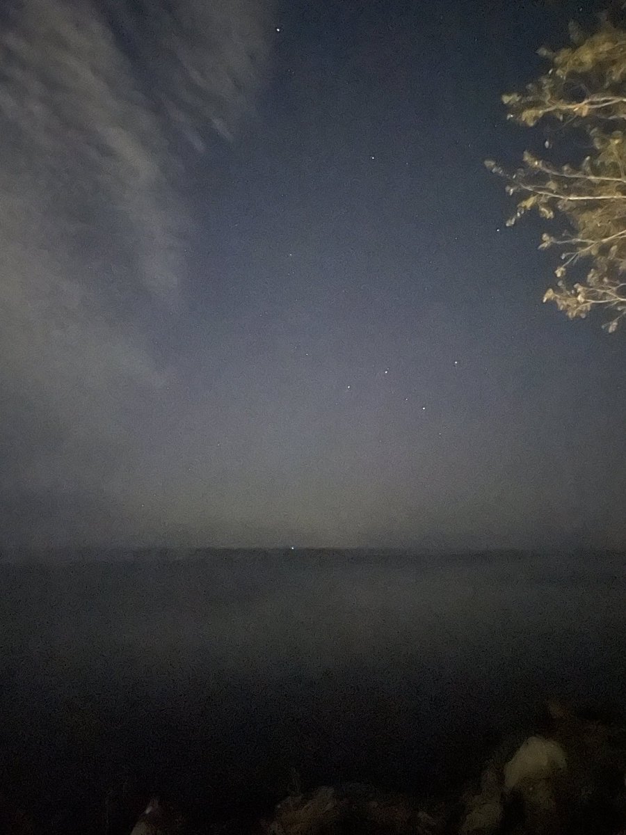 I went up to the lake after the 11 newscast. My iPhone and I saw stars. Clouds rolling in now. still, a few minutes of lost sleep well spent on a nice night.