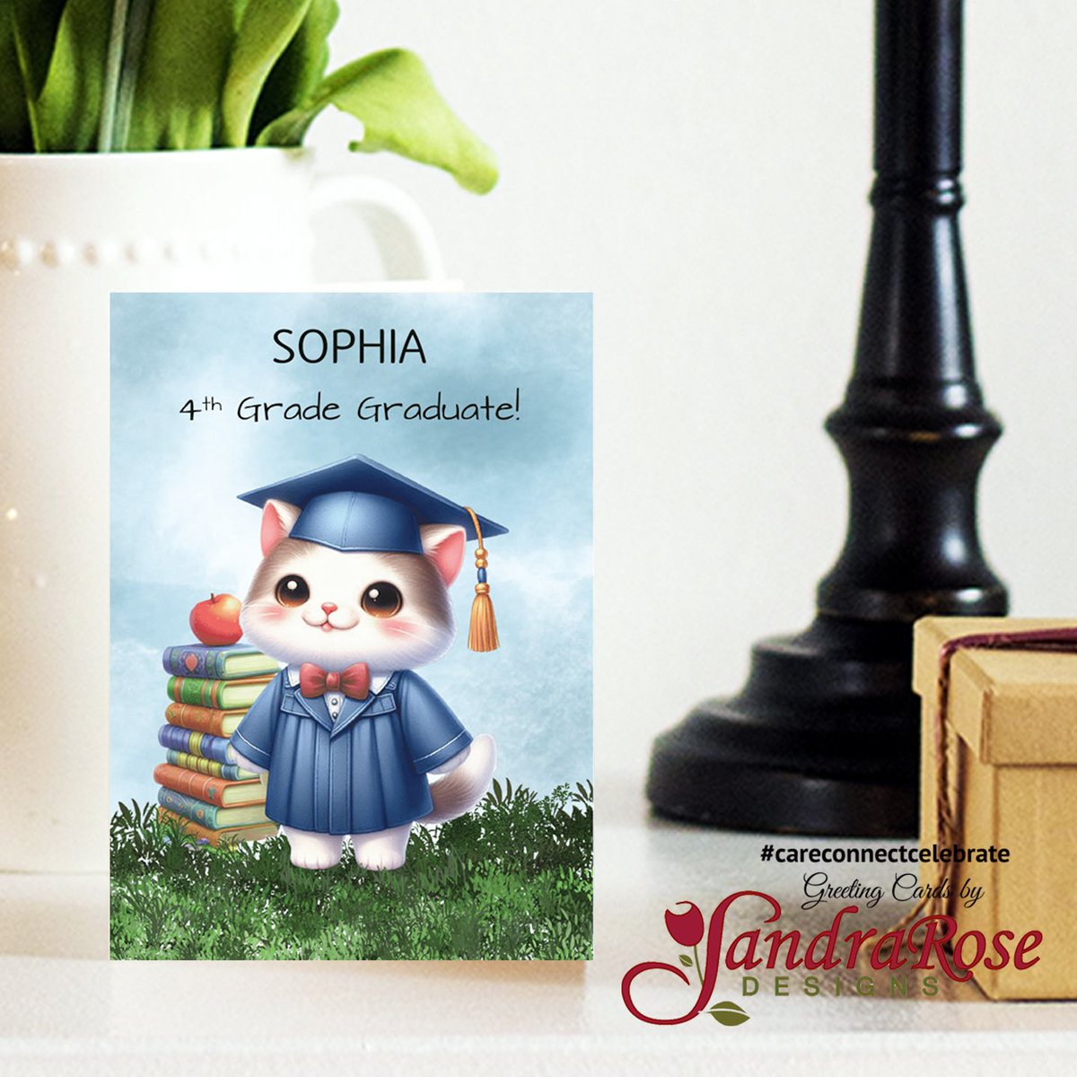 Elevate the joyful spirit of a fourth-grade graduation celebration with this delightful and customizable card featuring a girl kitty cat. #CareConnectCelebrate #SandraRoseDesigns @GCUniverse #Greetingcards #Greetingcard #congratulations greetingcarduniverse.com/occasions/cong…