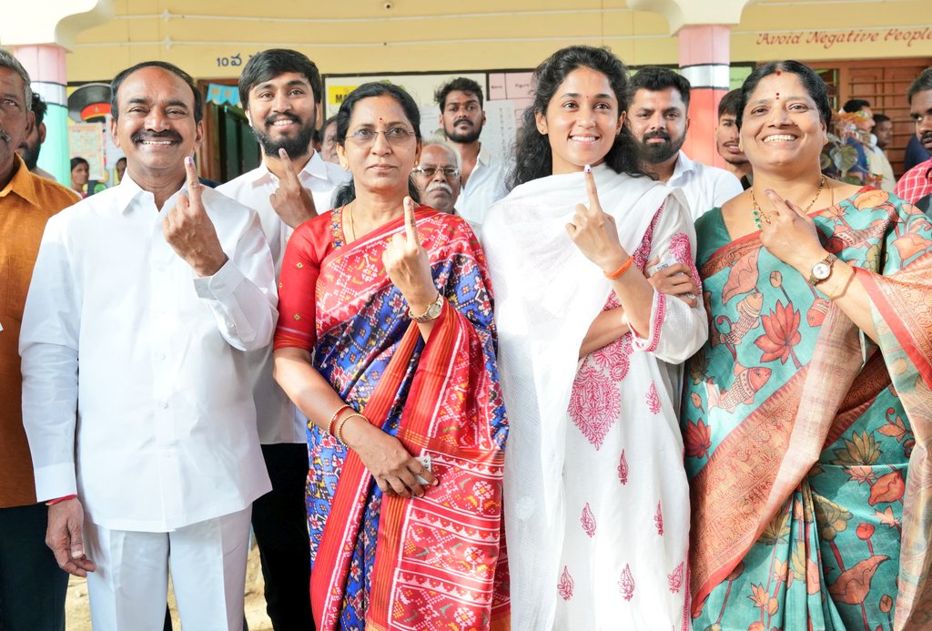 Along with My Family casted our votes in Pudur Village, Medchal Mandal. I urge all voters of the Telangana and Specially Malkajgiri Parliament to participate in this grand festival of democracy. #AbkiBaar400Paar #PhirEkBaarModiSarkar #ManaModi