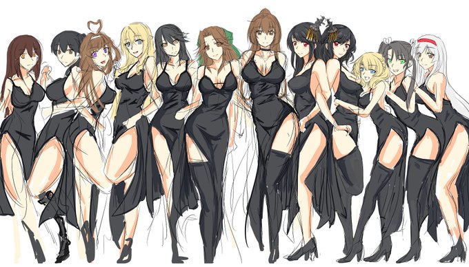 ドレス艦隊は4年前からやりたかった題材なんだけど、当時の画力がこんな感じだったので、リブート的な意味合いで描き始めましたの(肌色が増えたなぁ…)。

今回は一人一人で立ち絵として成立するように描いてる。 