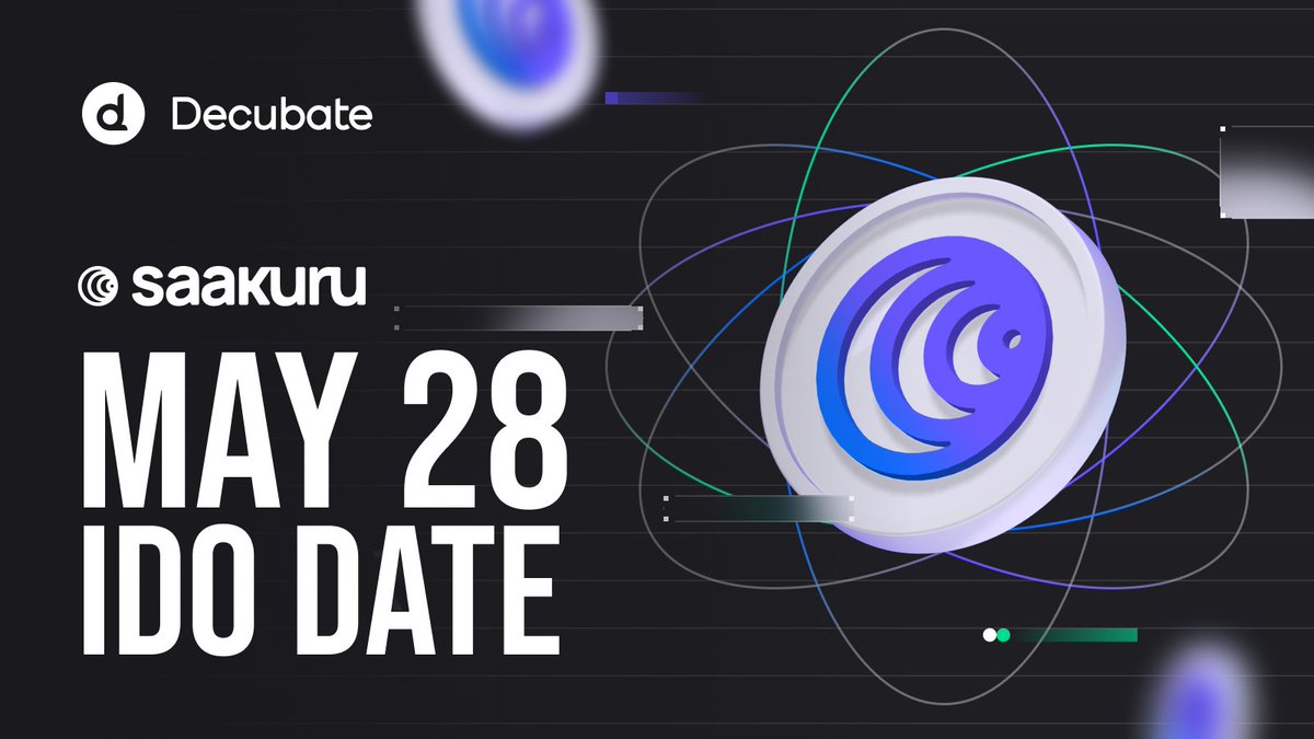 Saakuru  Protocol cordially invites you to explore the boundless potential of Web3. 

🗓️Save the date—May 28th (11 AM UTC)—as we launch the $SKR Token Sale on the esteemed @decubate platform. 
🚀Join us as we pave the way for a decentralized future

#Blockchain #TokenSale…