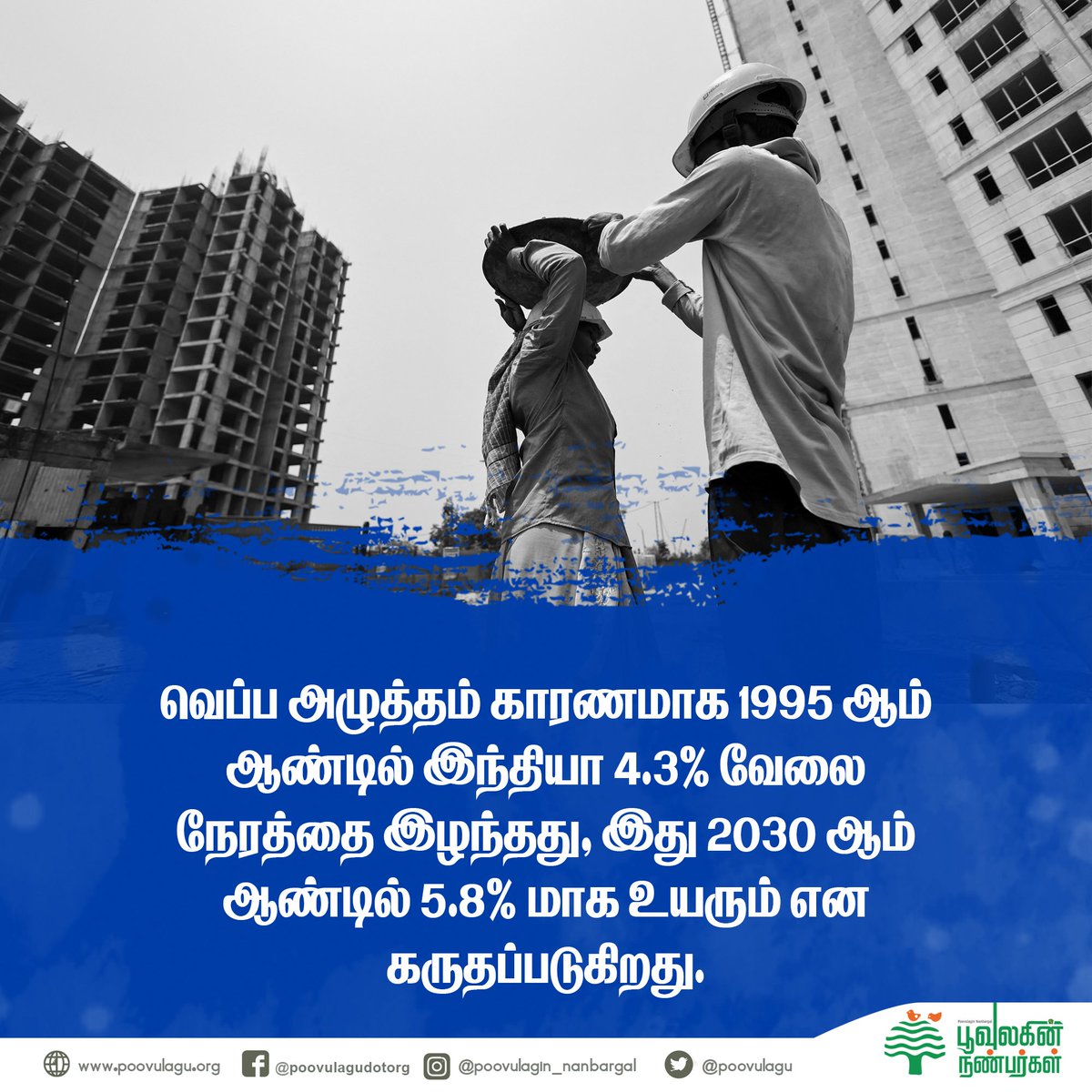 poovulagu's tweet photo. வெப்ப அழுத்தம் காரணமாக 1995 ஆம் ஆண்டில் இந்தியா 4.3% வேலை நேரத்தை இழந்தது, இது 2030 ஆம் ஆண்டில் 5.8% மாக உயரும் என கருதப்படுகிறது.
#heatwaves #heatdays #tamilnadu #INDIA https://t.co/OVKzABrYnw