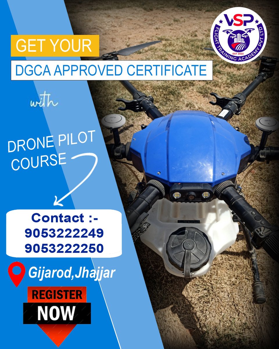 vspaviation's tweet photo. hello everyone, what to make your career in Drone Industry contact us.

@MoRD_GoI @MinOfCooperatn @DGCAIndia https://t.co/8yAfipRvb5