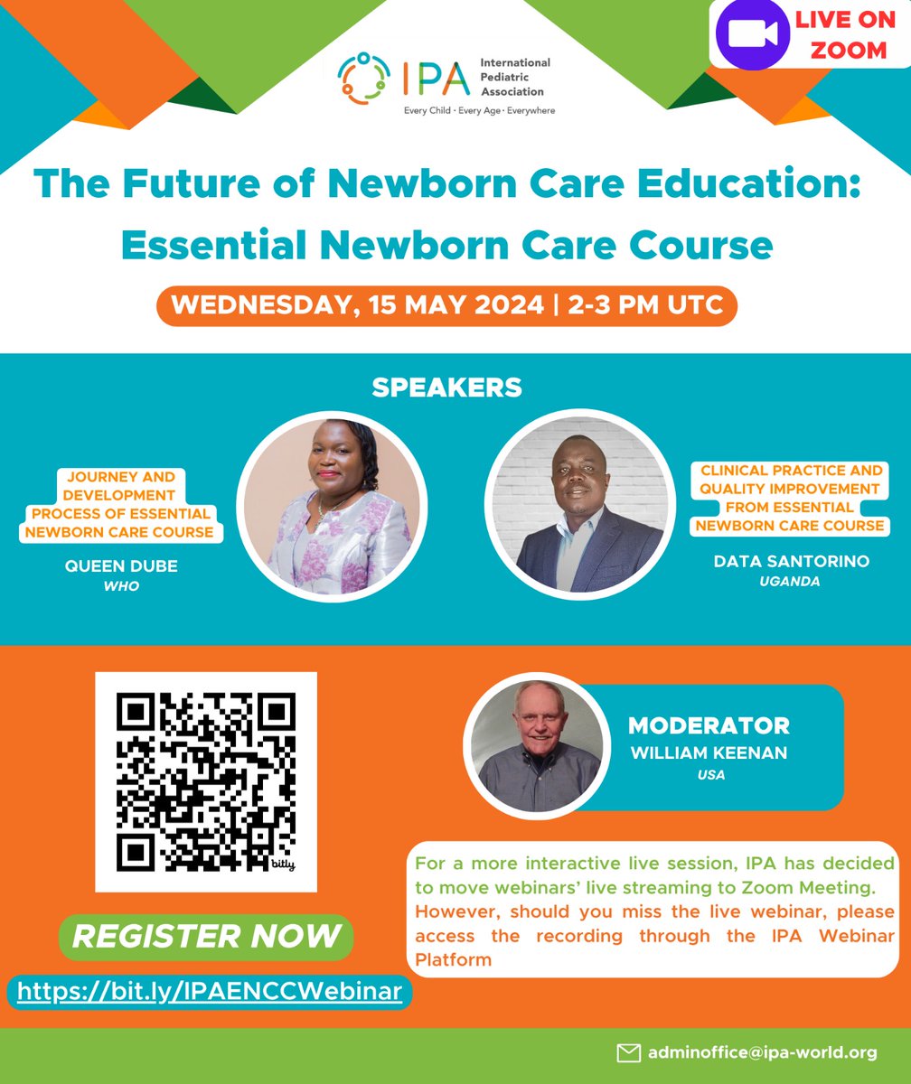 COMING UP IN TWO DAYS! Keep in mind that this webinar will be conducted via ZOOM. Join the “IPA Newborn Webinar Series: Essential Newborn Care Course” on 15 May 2024 at 2PM UTC! Register for the zoom to webinar: bit.ly/IPAENCCWebinar Thank you and see you soon!