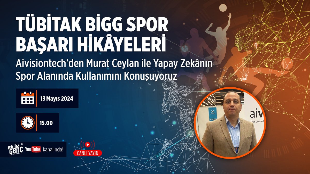 bilimgenc's tweet photo. 💫TÜBİTAK BiGG Spor Başarı Hikâyeleri | Avisiontech

📌TÜBİTAK 1512 Girişimcilik Destek Programı (BiGG) kapsamında spor alanında başarılı olan firmalardan Avisiontech, BİGG serüvenlerinin yanı sıra yapay zekânın spor alanında kullanımı hakkında merak edilen soruları canlı yayında sizler için cevaplıyor.

🗣️: Murat Ceylan
💻: Avisiontech’den Murat Ceylan ile Yapay Zekânın Spor Alanında Kullanımını Konuşuyoruz
🗓️: 13 Mayıs 2024
🕔: 15.00

💁🏻‍♀️Canlı Yayın linki 👇
https://t.co/5QV3WX1bgI

#bilim #bilimgenç #teknoloji #bigg #tübitak #avisiontech #spor #girişimcilik #yayın #yapayzeka