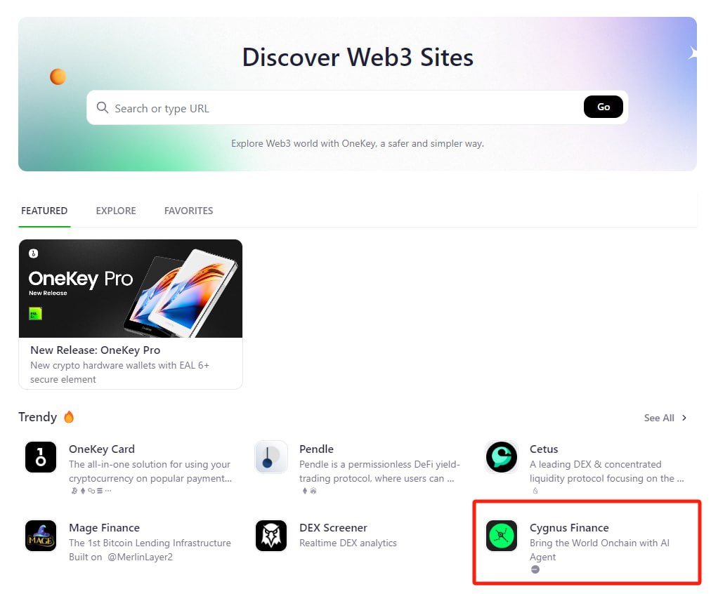 🛠️Building on our recent integration with @OneKeyHQ , you can now find us on the OneKey official website under Trendy. 🔍⬇️ 🔒This integration enhances the security of our users’ assets, adding an extra layer of protection to their Web3 journey. With OneKey’s significant