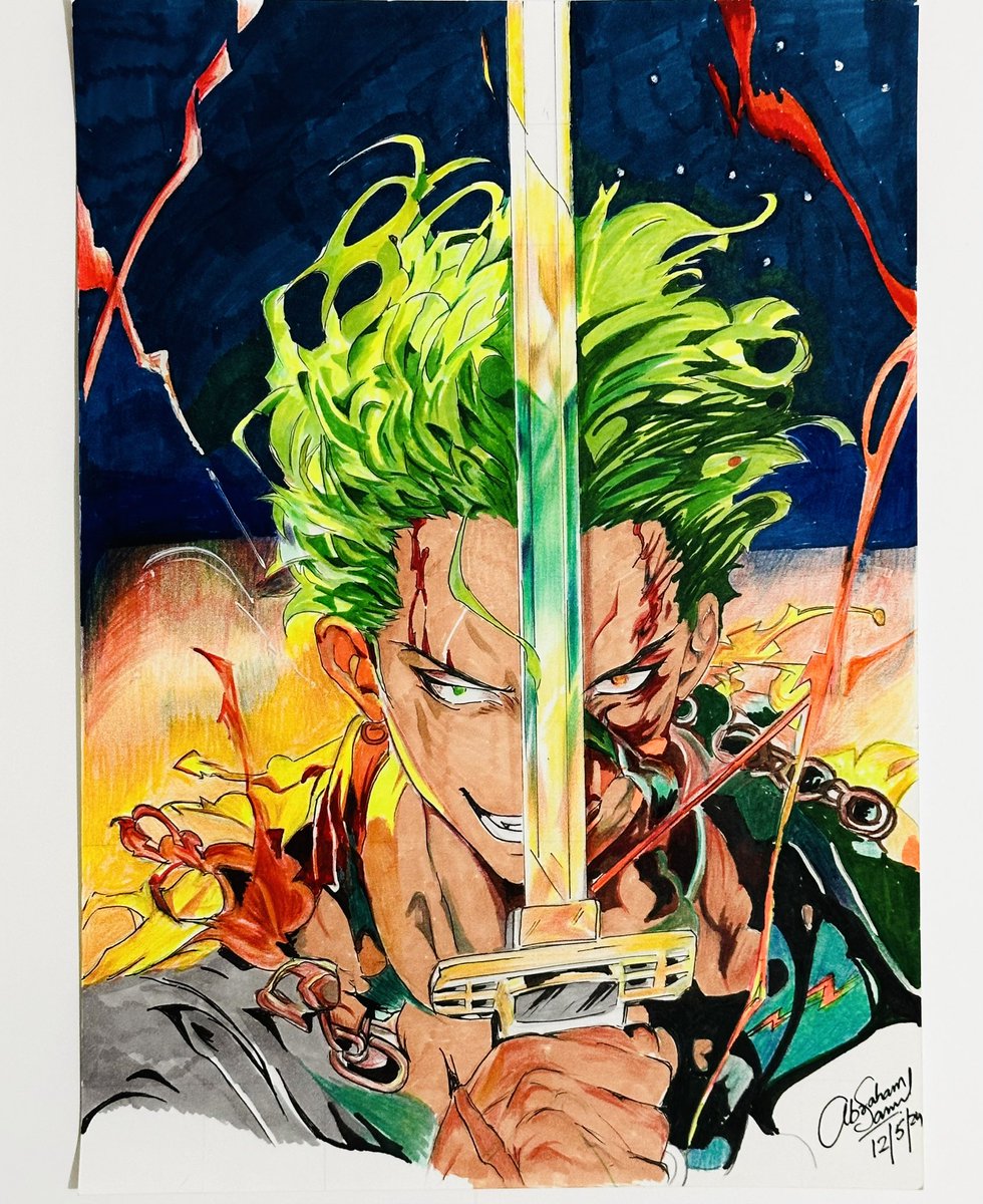 After 2 years I am back to drawing and I chose him, the fighter Roronoa Zoro. What do you think? #comebackart #onepieceart