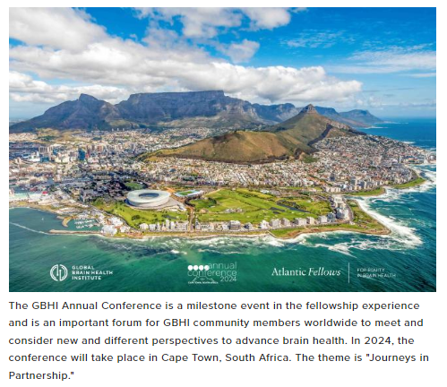 Excited to begin our Annual Conference in Cape Town! Its theme 'Journeys in Partnership' aims to spark fresh perspectives as we reconnect, strengthen collaborations & advocate for improved #brainhealth & #dementia awareness, research & practice #GBHI2024 bit.ly/4ahkwDe