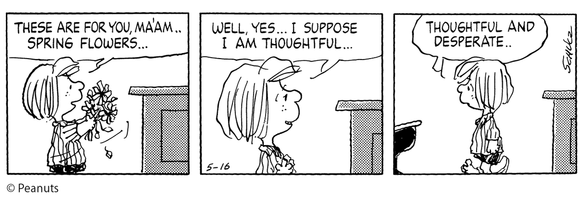 📚[PEANUTS DICTIONARY #645]📚

本日のフレーズ「THOUGHTFUL AND DESPERATE」
(1991年5 月16 日)

思いやりがあって絶望的

#zipfm #PEANUTS #まぎじゃむ #PD #スヌーピーえいご #snoopy