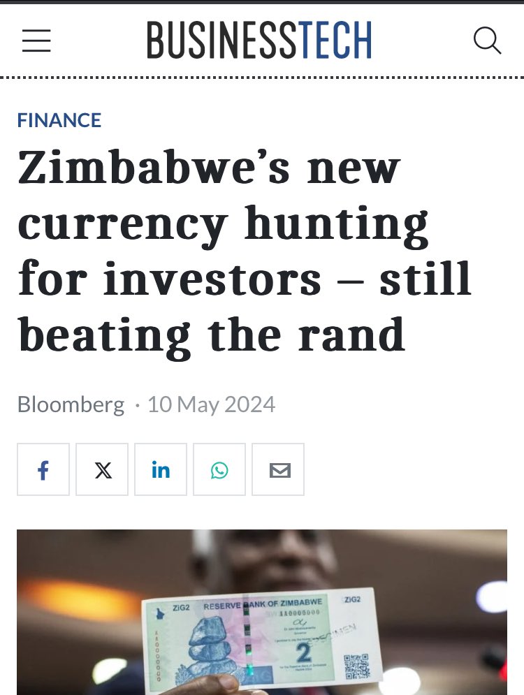 Zimbabwe's currency, the Zig, has replaced the Rand, attracting investors due to its stability. Putting the country in a safer position for investment.
