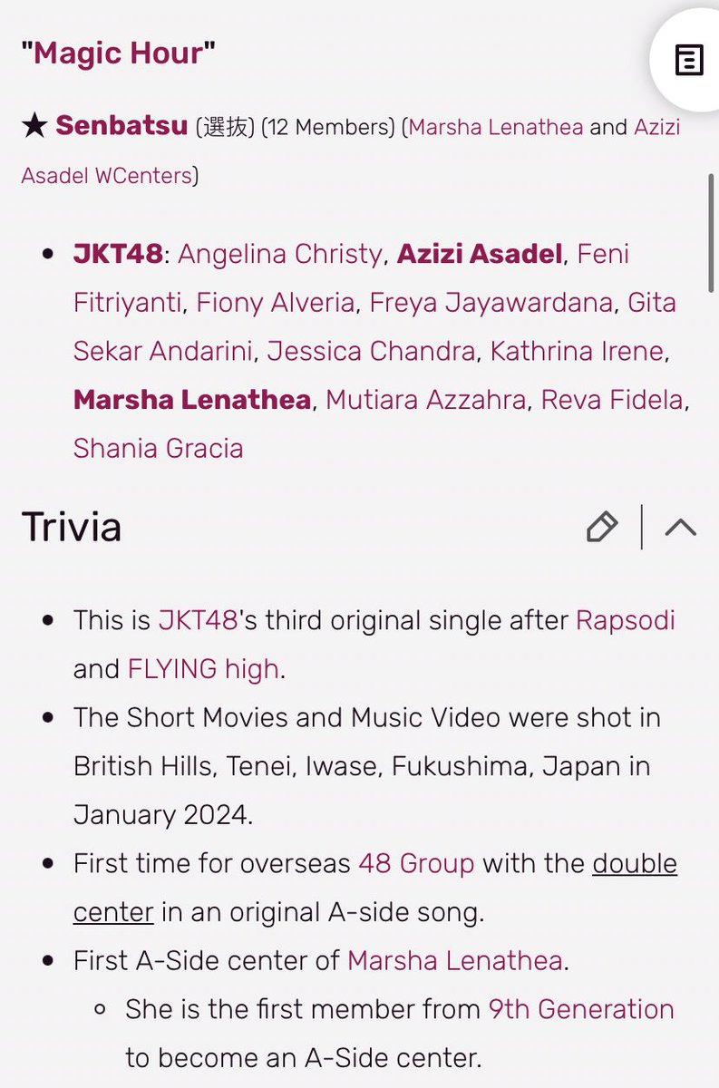 Bolak balik ngecek stage48 wiki sama AKB48 fandom wiki cuma buat senyum-senyum liat trivia ini.

Damn, beneran ya ternyata.