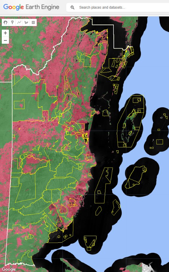 Can the @NICFISatData be used for wall-to-wall #LandCover mapping of tropical countries? 🤔We think so.😉 Here's a preliminary #EarthEngine #ML-based map of #Belize 🇧🇿's #forest cover using the recently released April 2024 @Planet mosaic data. x.com/bzgeo/status/1…