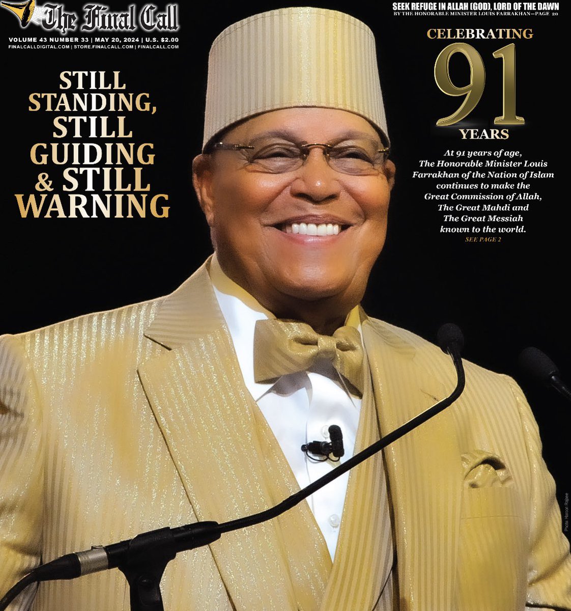 Peace. The Hon Min Farrakhan is The Love, The Goodness, The Strength, The Beauty & The Power Of Allah N FLESH The Publisher Of Peace & The Nat Rep Of The Eternal Father, The Most Hon Elijah Muhammad—Speaks Thru The Trumpet Of Pure Truth—The FC Pls Subscribe @store.finalcall.com