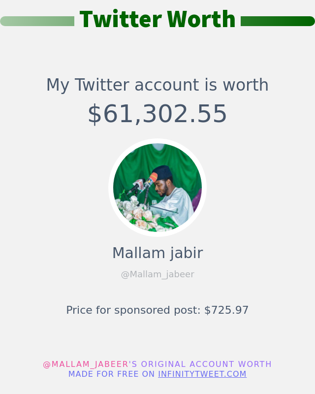 My Twitter worth is: $61,302.55 ➡️ infinitytweet.me/account-worth