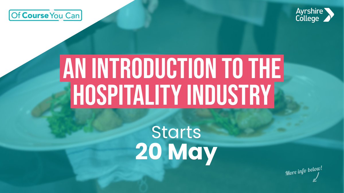 Interested in a career in hospitality? This short course is perfect for aspiring baristas, chefs, event planners and mixologists. ⭐Starting Monday 20th May 2024 ⭐Kilmarnock Campus ⭐6 weeks For more information, email: james.adams@ayrshire.ac.uk