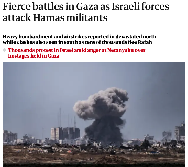 Difficult to know how the Guardian is so sure Israel is attacking 'Hamas militants' and not just continuing – as it has been for seven months – to indiscriminately bomb Gaza. This piece reads like an Israeli press release.