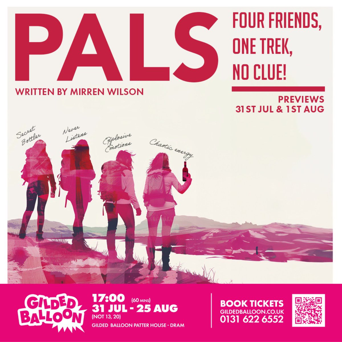 🎟️ TICKETS ON SALE NOW 🎟️

If you want to support new Scottish writing and female-led stories, then this one is for you. 🏴󠁧󠁢󠁳󠁣󠁴󠁿💪

📆 31st July - 26th August
⏰ 17.00
📍 @Gildedballoon - Patter Hoose
🎟️ tickets.edfringe.com/whats-on/pals

#UnleashYourFringe