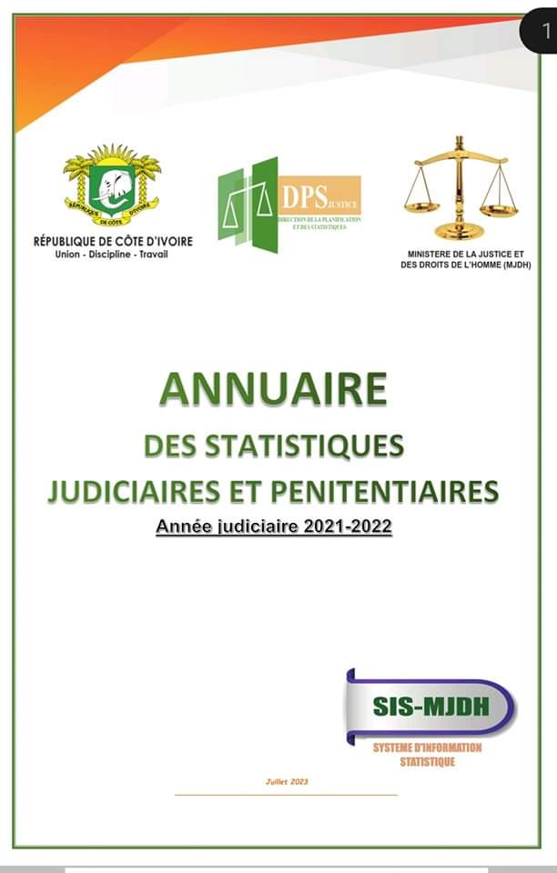 🇨🇮 👁️Si vous avez du temps pour lire, vous pouvez télécharger l'annuaire des statistiques judiciaires et pénitentiaires sur le site web du Ministère de la Justice et des Droits de l'Homme 👉🏽 justice.ci/judiciaires/