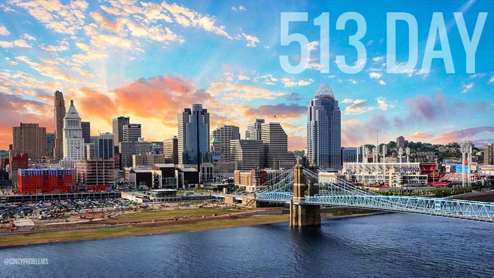 CincyProblems's tweet photo. Happy #513Day, Cincinnati! 🌇💙 #ProudlyCincy https://t.co/4VGTGwX4p5