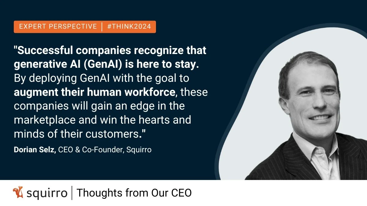 Thoughts From Our CEO: The future of Work Is Here
...and it's all about fusing human expertise with machine intelligence.

Hint: it's not about replacing jobs, but empowering people.

👇 Discover the blueprint for success: squirro.com/squirro-blog/h…  

 #GENAI #FutureOfWork