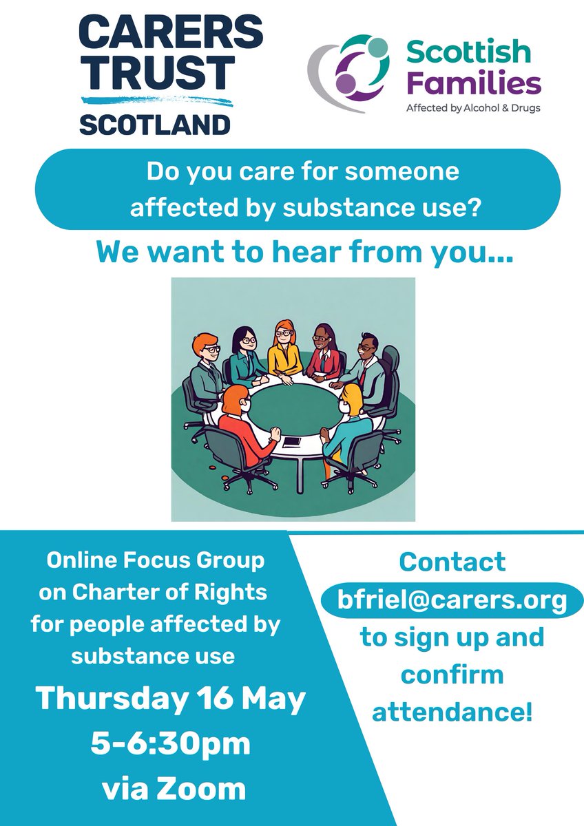 📣 Do you care for someone affected by substance use? We are hosting a focus group via Zoom on Thursday 16 May on the Charter of Rights for people affected by substance use. If you are interested in signing up, see details below 👇