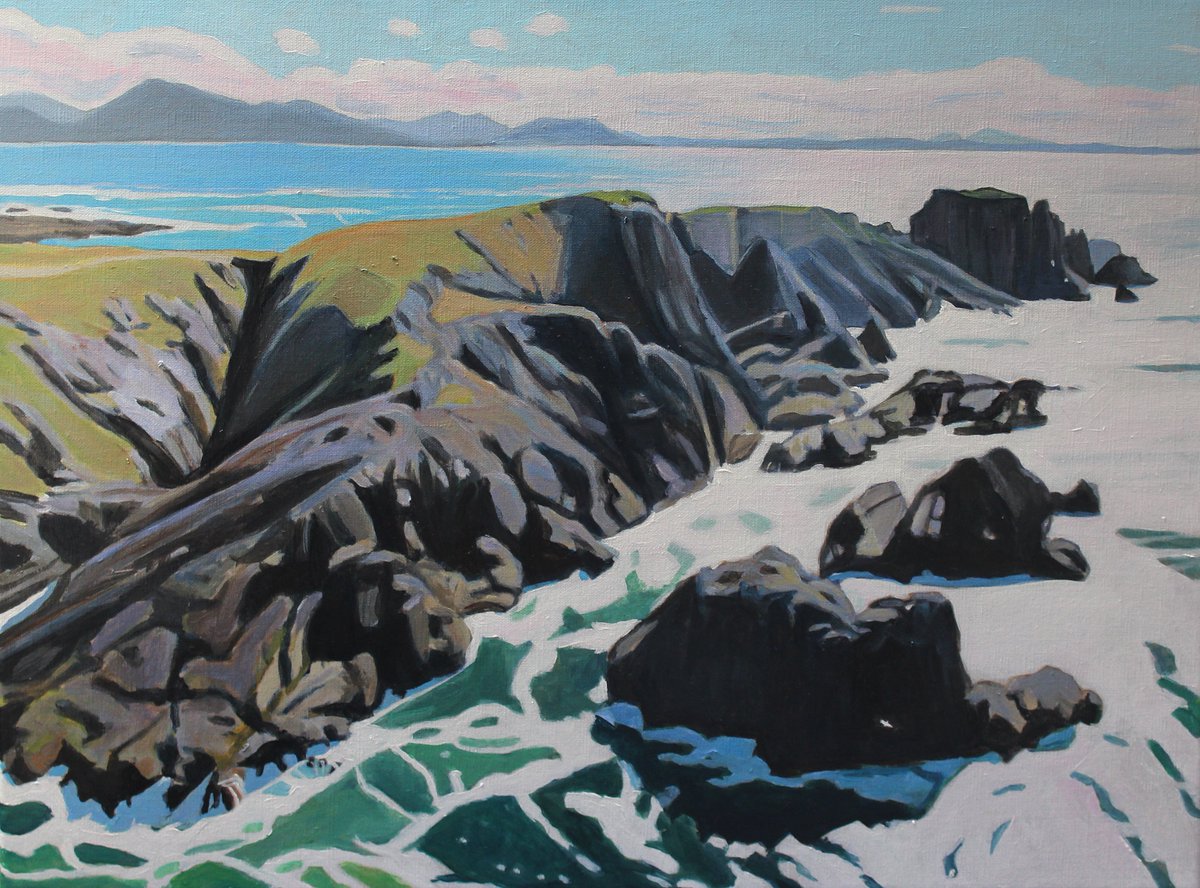 'Bird's Eye View (Malin Head)' is my latest Malin Head-inspired painting!  Now available to buy! This is the most dramatic scenery, some of the best in all of Ireland! #hellshole #malinhead #inishowen #donegal #ireland #wildatlanticway #acrylic #linencanvas #emmacownie